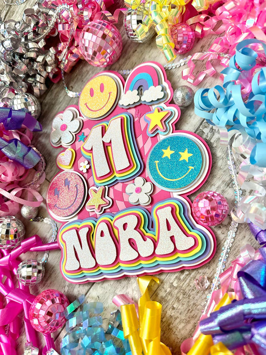 Teen Preppy Aesthetic Checkered Girl Party Decoration Cake Topper