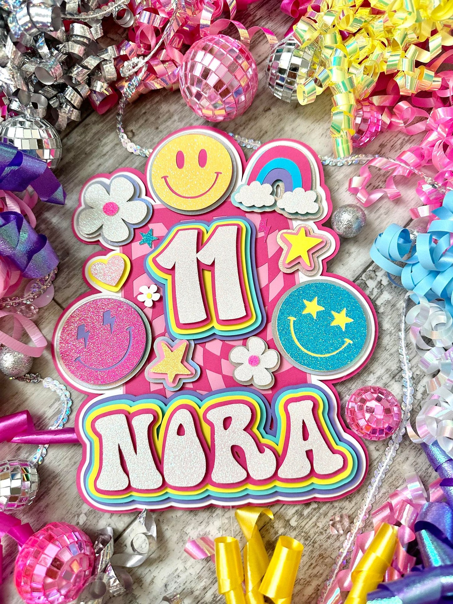 Teen Preppy Aesthetic Checkered Girl Party Decoration Cake Topper