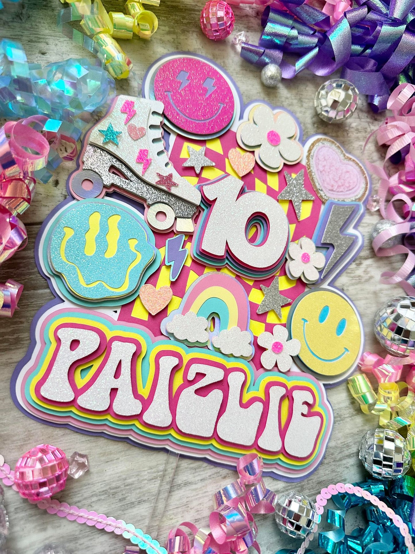 Teen Preppy Aesthetic Checkered Patch Party Happy Birthday Banner One Happy Girl Birthday Banner Girl Party Decoration Cake Topper