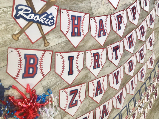 Little Slugger Rookie of the Year First Birthday Baseball Theme Birthday Banner Party Decor