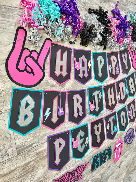 Rock n Roll Rockstar First 1st Birthday Bachelorette Party Banner