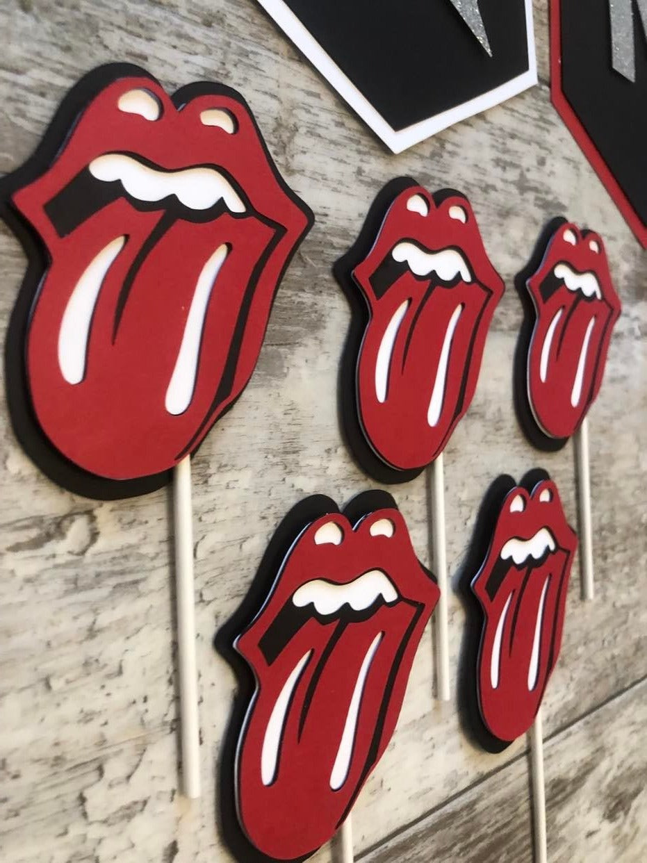 Rock n Roll 80s Bands Lightning Bolt Rock Hands Cupcake Toppers