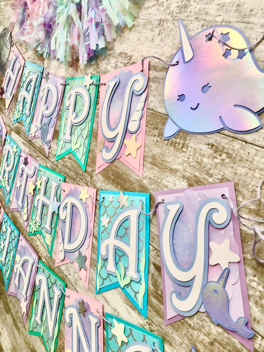 Narwhal Ocean Theme Birthday Banner