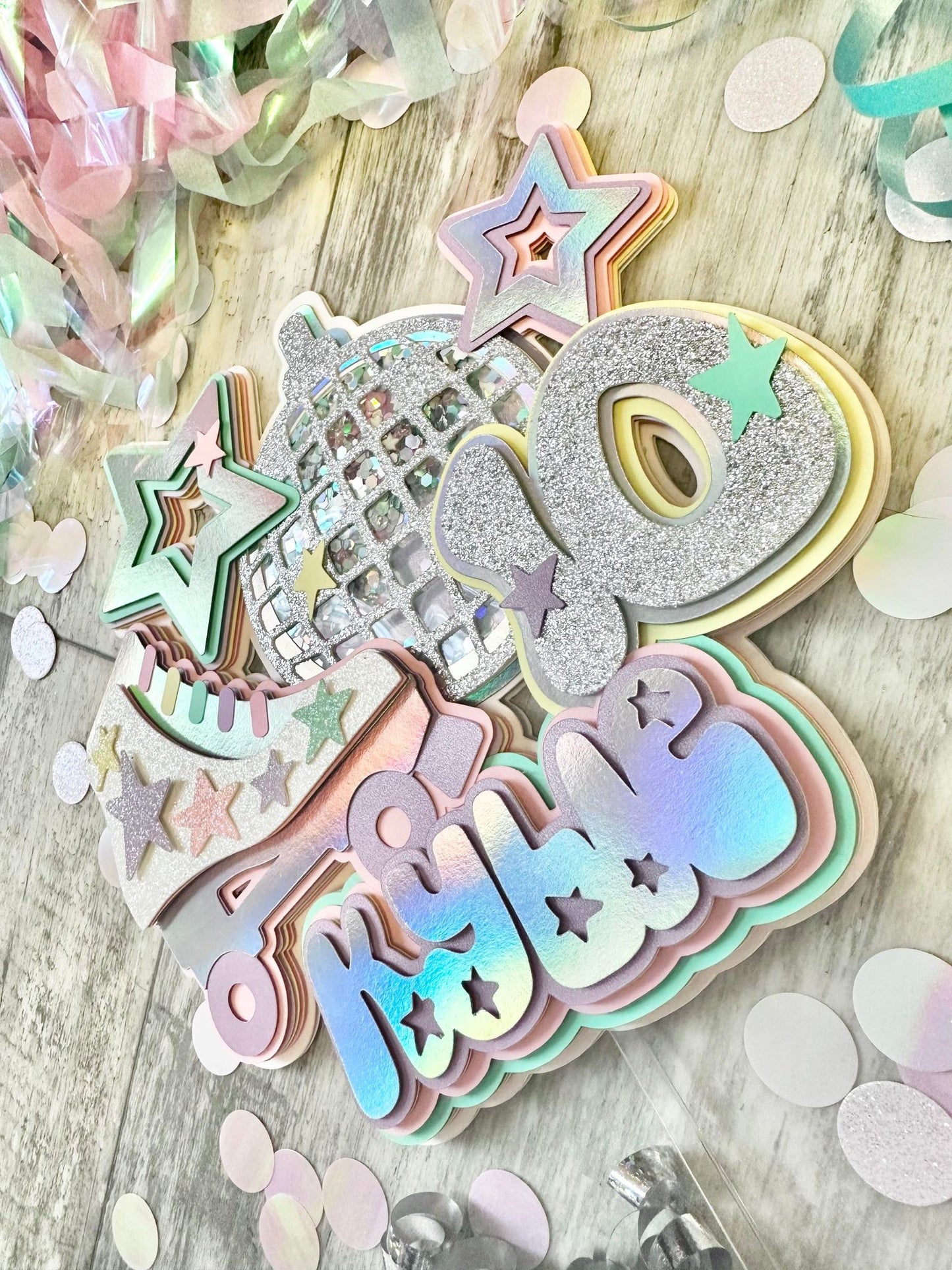 Rollerskate Roller Skate Pastel Retro Roller Disco 70s 80s Cake Topper