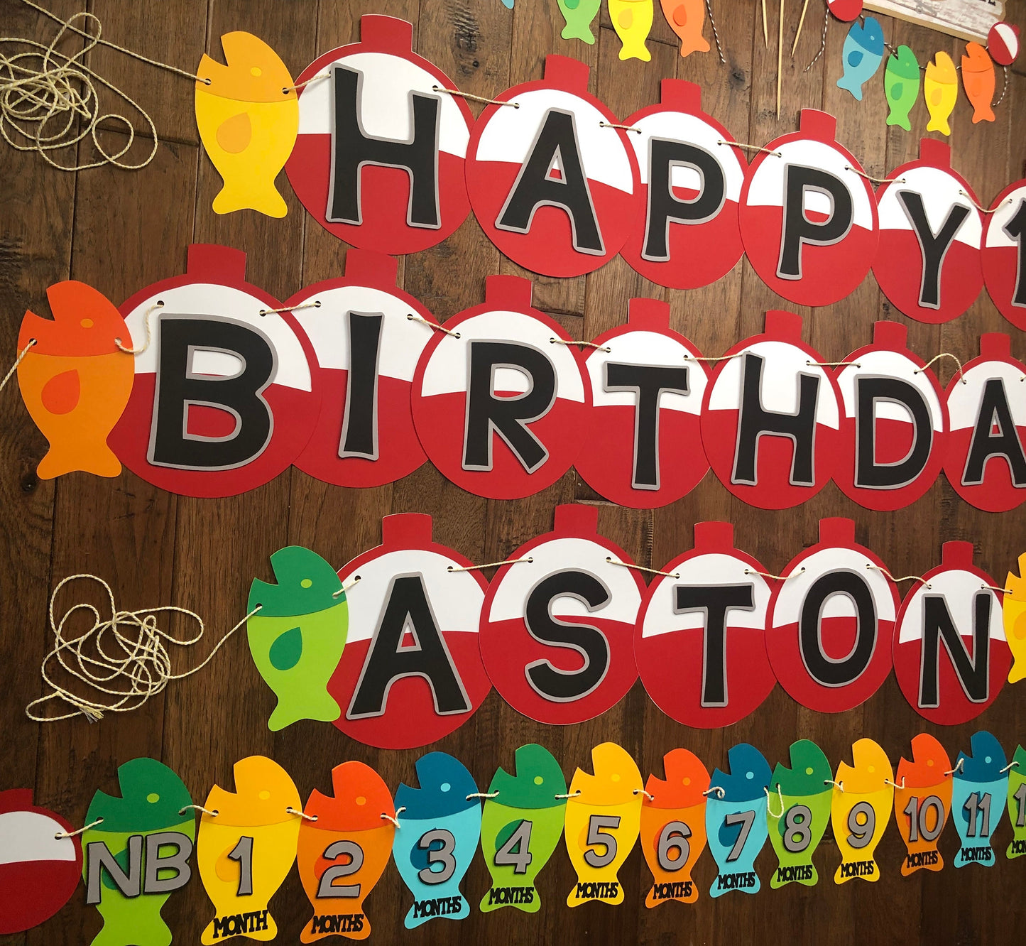 Fishing Theme Bobber Banner Birthday Banner Decor Package