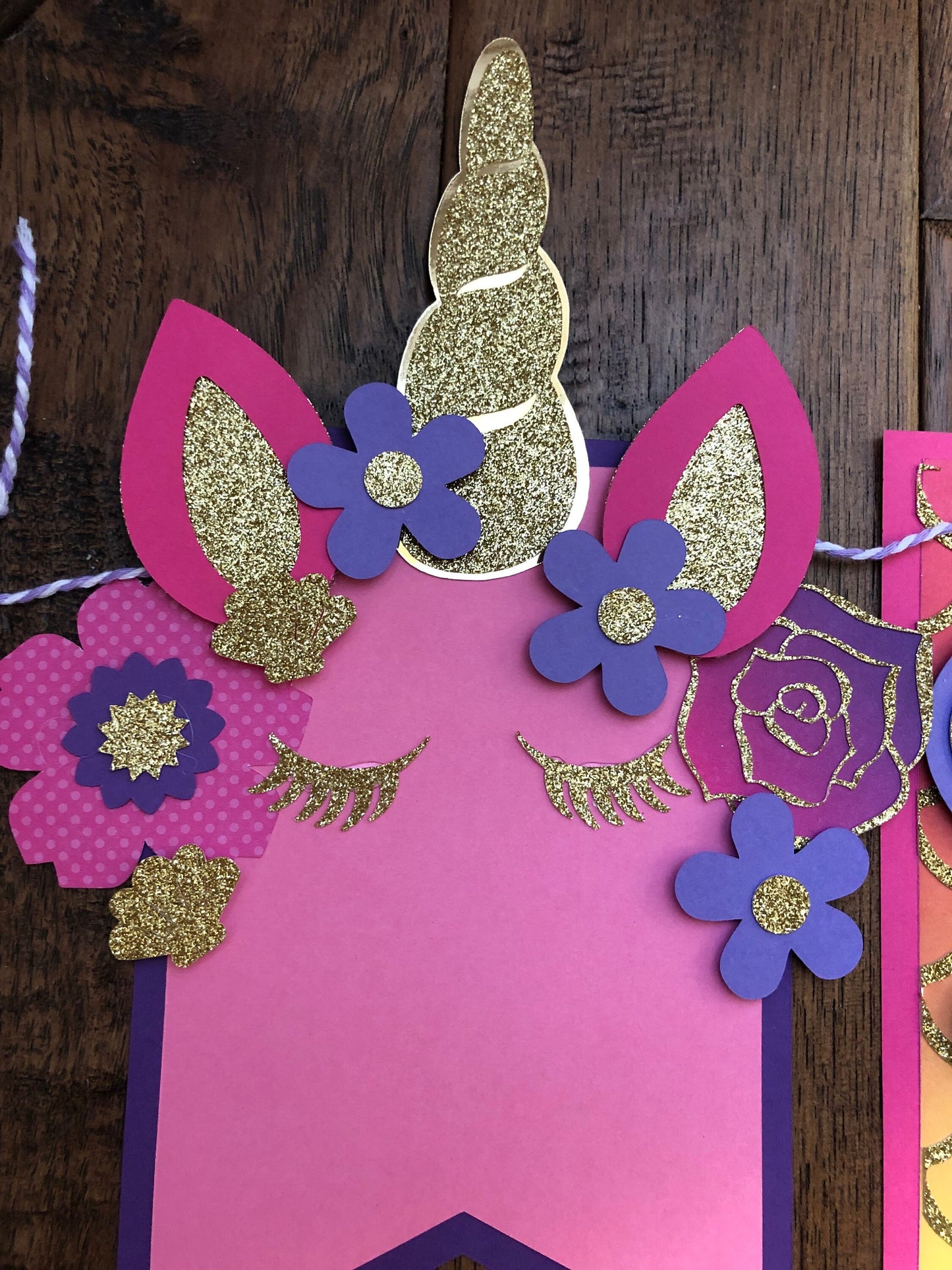 Unicorns Mermaids Rainbow Pink Purple Birthday Banner