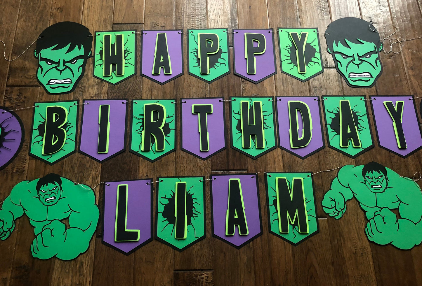 Angry Green Muscle Man Theme Birthday Party Banner