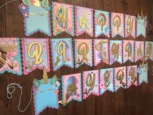 Unicorns and Mermaids Birthday Banner