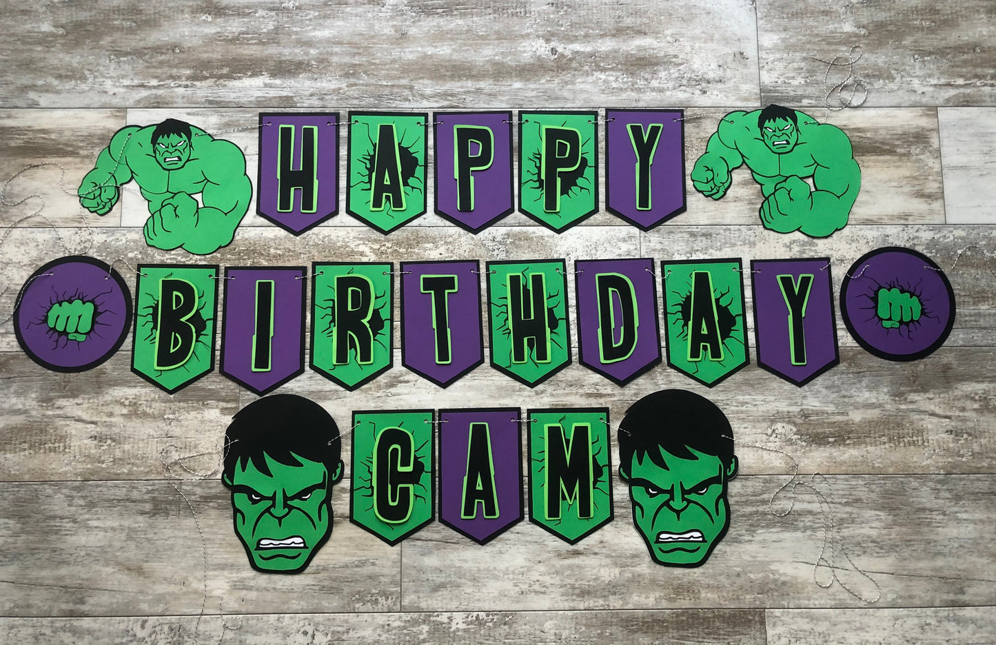 Angry Green Muscle Man Theme Birthday Party Banner