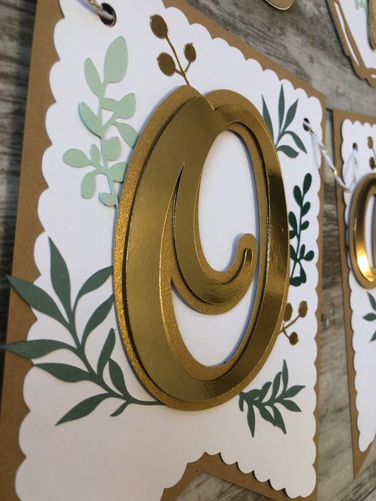 First Birthday Greenery Decoration Bundle, Boho Rustic Party Decoration, Woodland Greenery Theme Party Banners and Monthly Birthday Banner