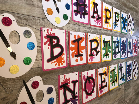 Paint Party Banner, Art Party, Rainbow Party, Art Decorations, Paint palette birthday Banner