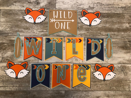 Wild One High Chair Banner l Happy Birthday Banner l BoHo ONE Banner l Fox Birthday Banner l BoHo Chic Birthday Boy Decorations