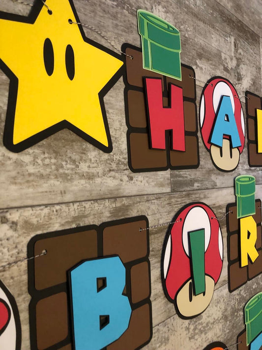Video Game Inspired Birthday Party Banner