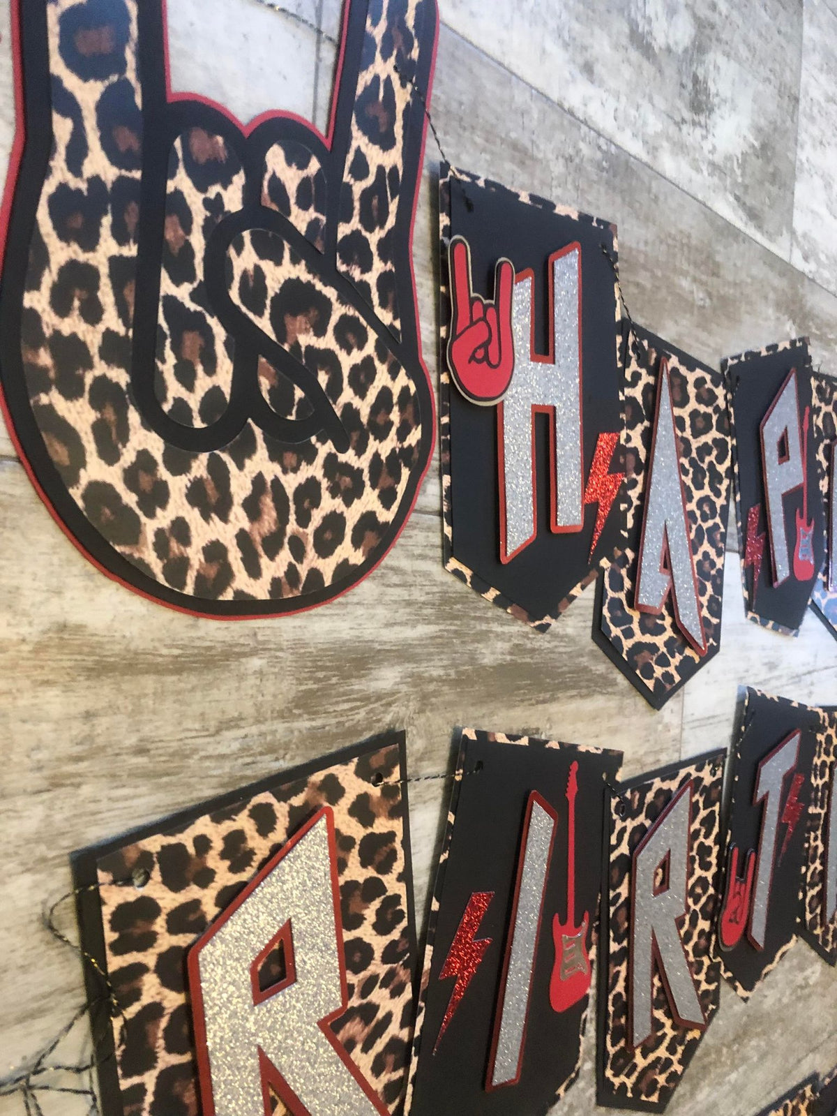 Lower Rocker Banner Rock N Rock Leopard Cheetah Print Rockstar 80s Rocker Theme Birthday B ...
