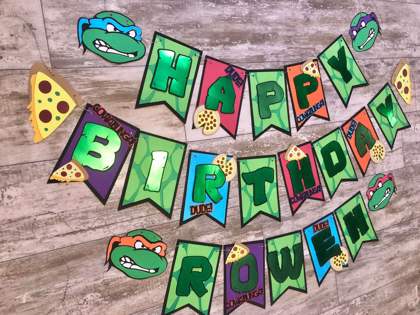 Karate Sewer Turtle Pizza Dude Birthday Banner