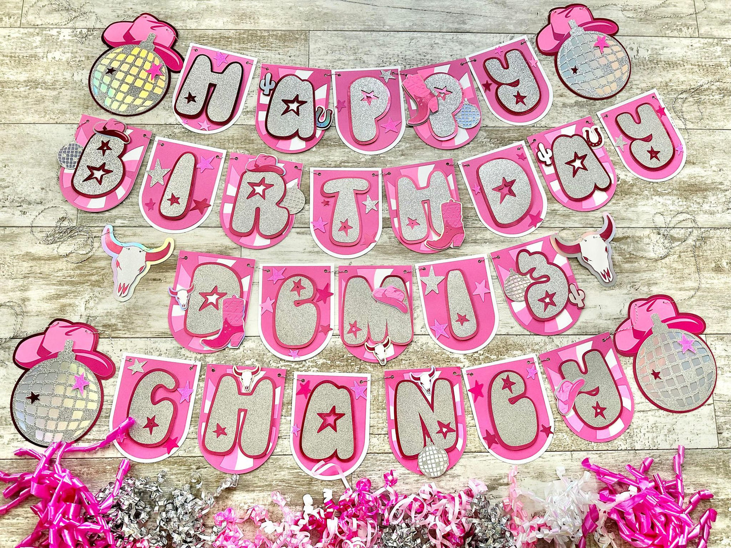 Disco Cowgirl Lets Go Girls Space Cowgirl First Rodeo Theme Birthday Banner
