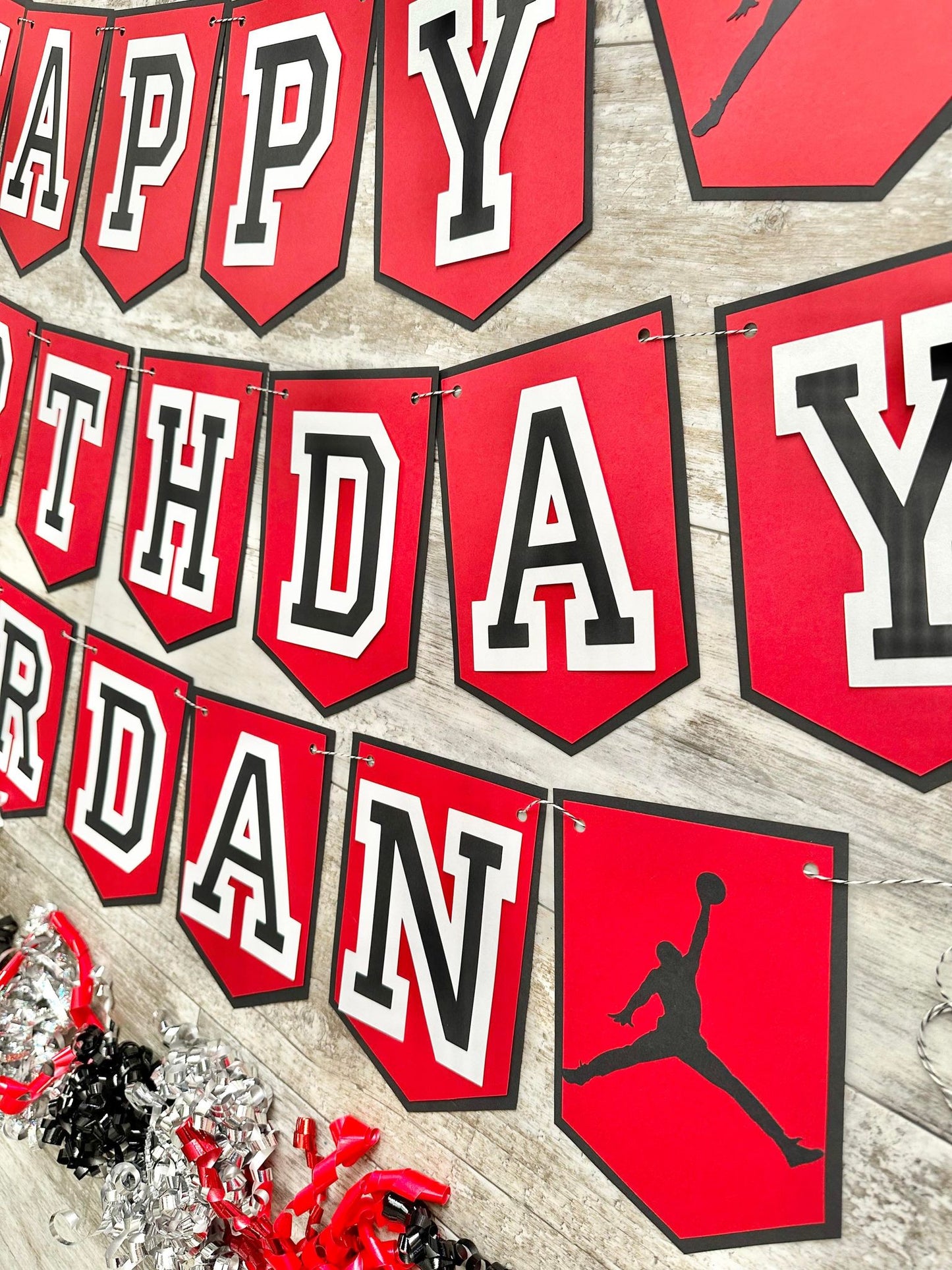 23 Red Black Basketball Birthday Party Banner