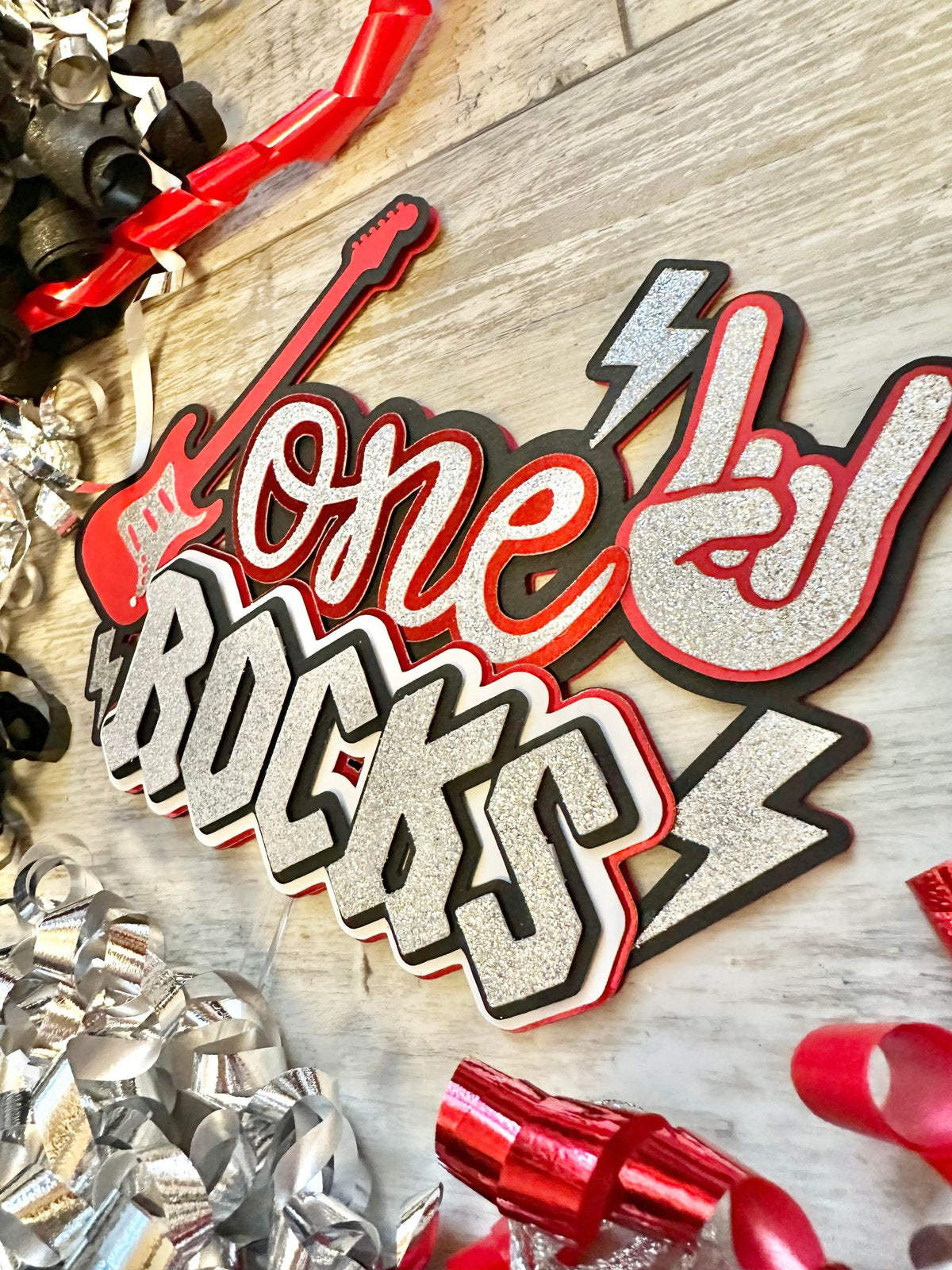 One Rocks Cakes One Rocks Rock N Roll Theme Cake Topper – Beautiful Chaos Banners