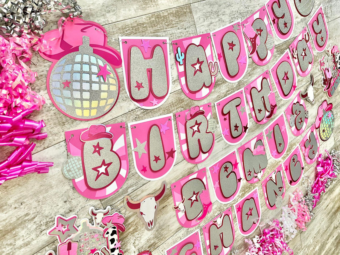 Disco Cowgirl Lets Go Girls Space Cowgirl First Rodeo Theme Birthday Banner