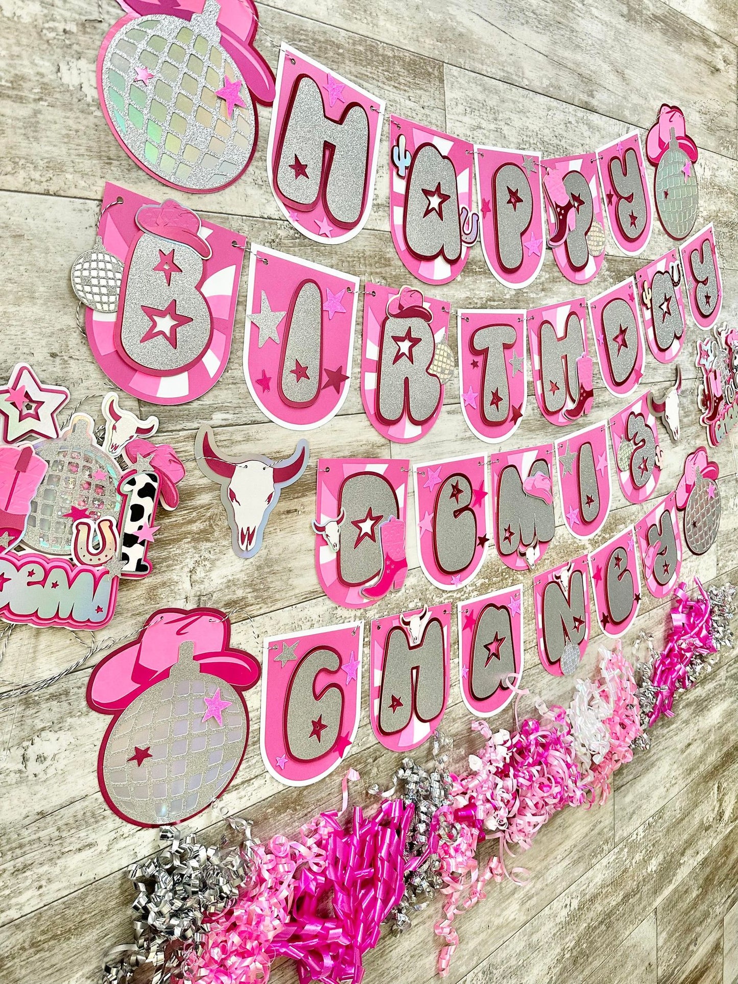 Disco Cowgirl Lets Go Girls Space Cowgirl First Rodeo Theme Birthday Banner