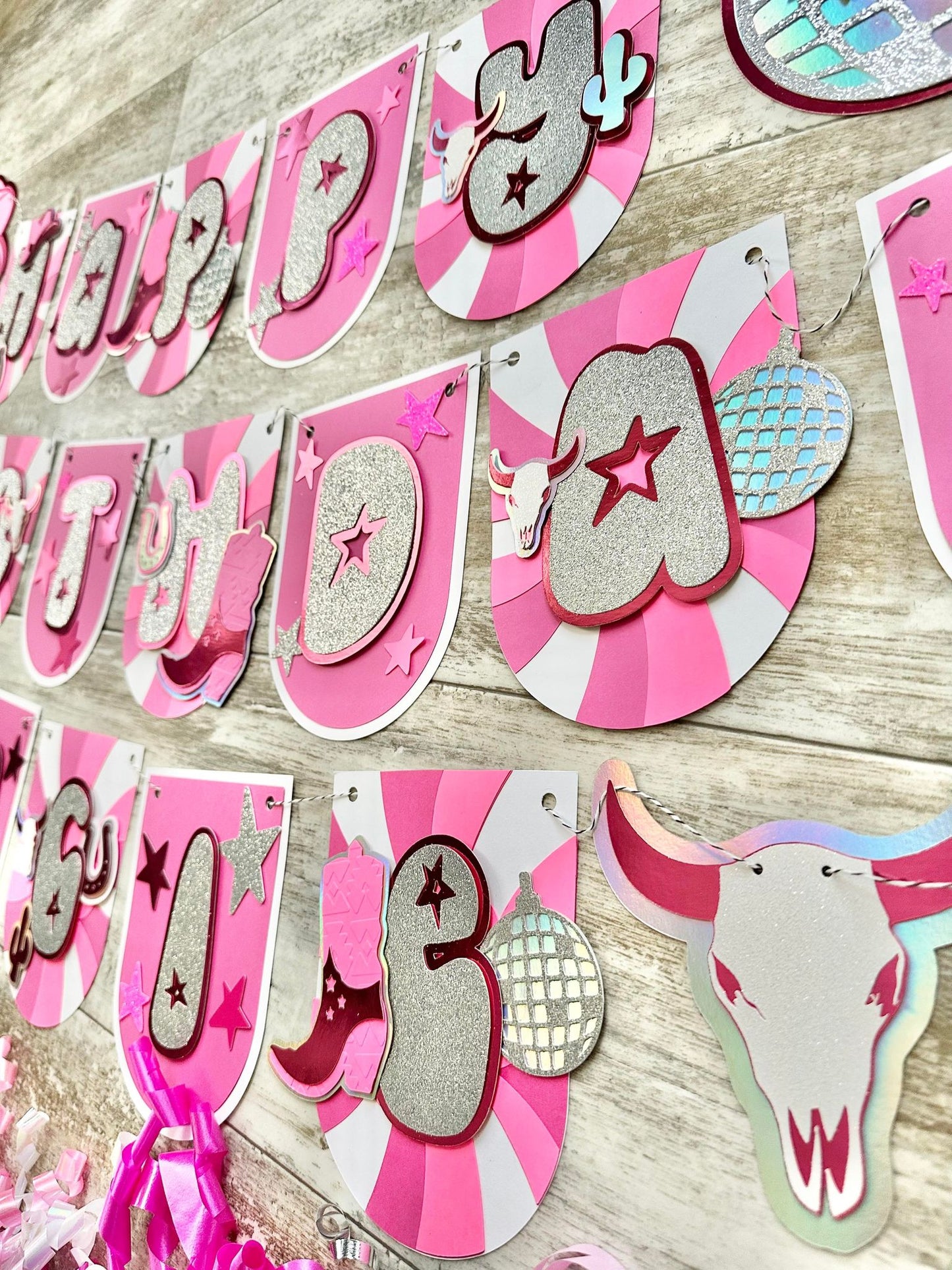 Disco Cowgirl Lets Go Girls Space Cowgirl First Rodeo Theme Birthday Banner