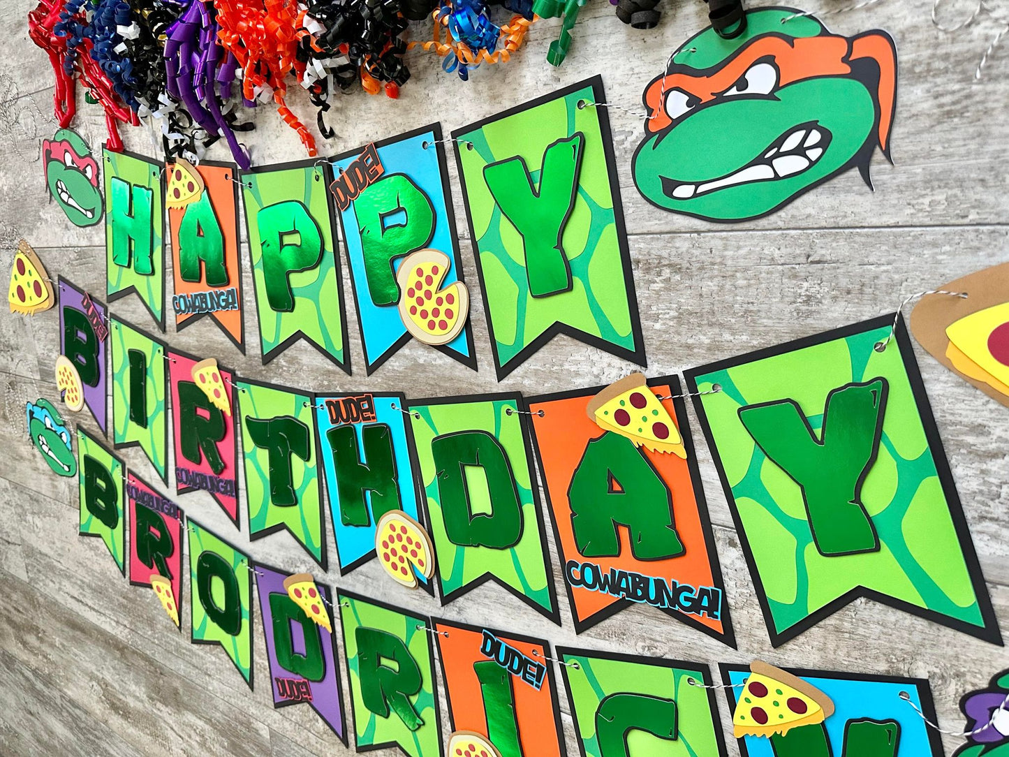 Karate Sewer Turtle Pizza Dude Birthday Banner