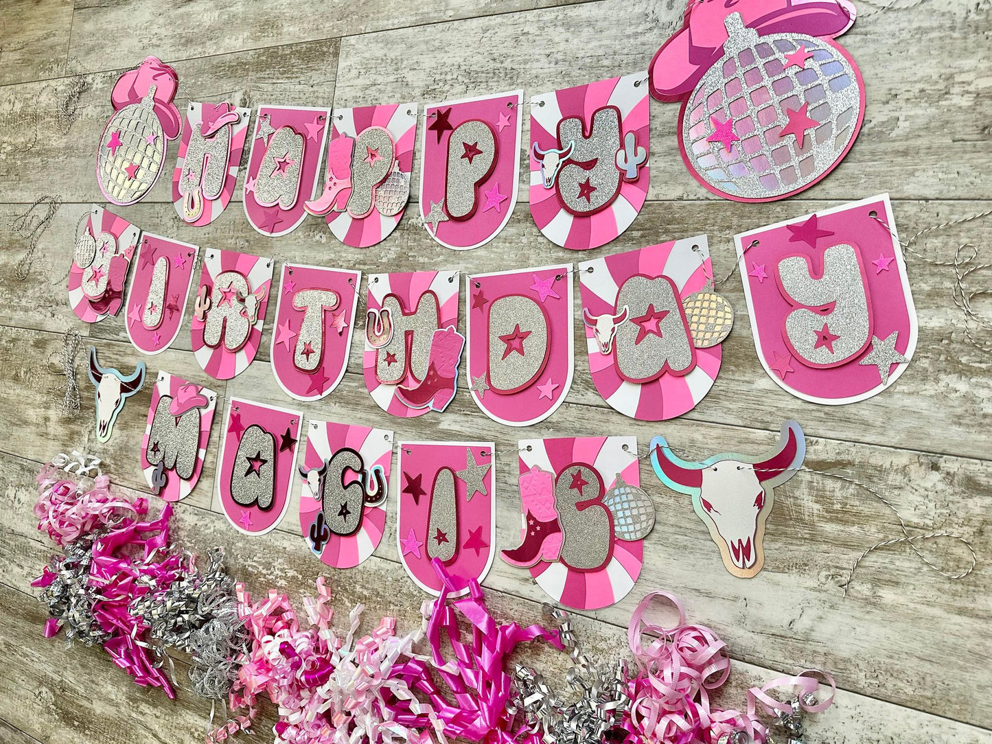 Disco Cowgirl Lets Go Girls Space Cowgirl First Rodeo Theme Birthday Banner