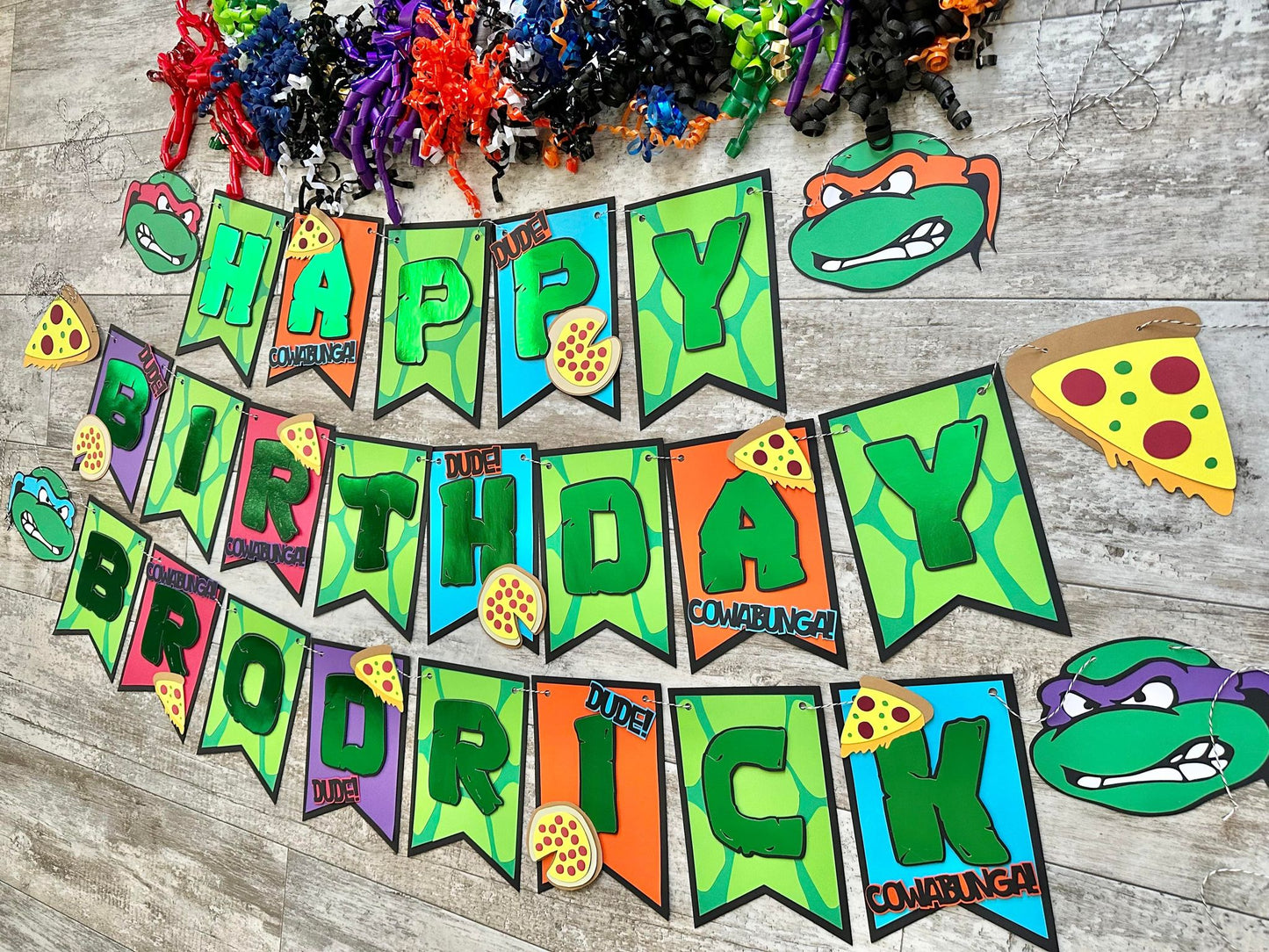 Karate Sewer Turtle Pizza Dude Birthday Banner