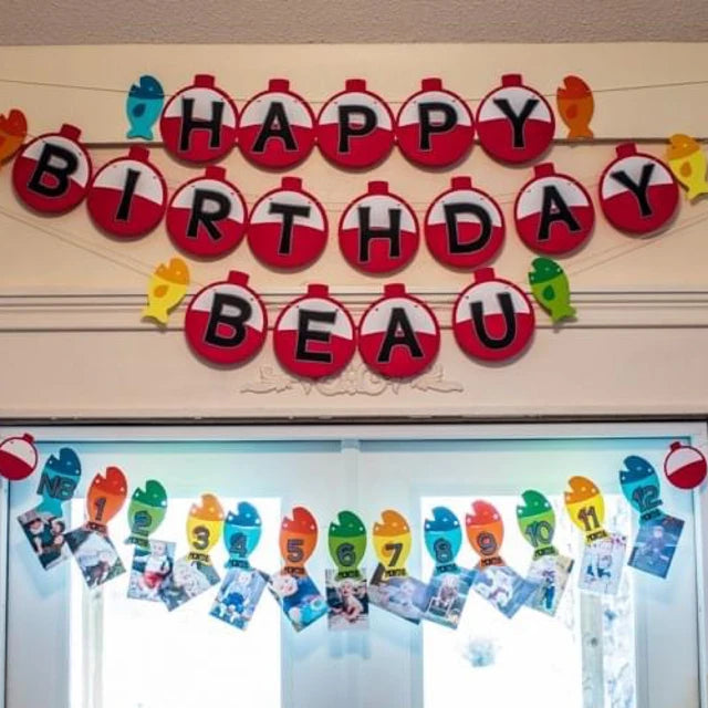 Fishing Theme Bobber Banner Birthday Banner Decor Package