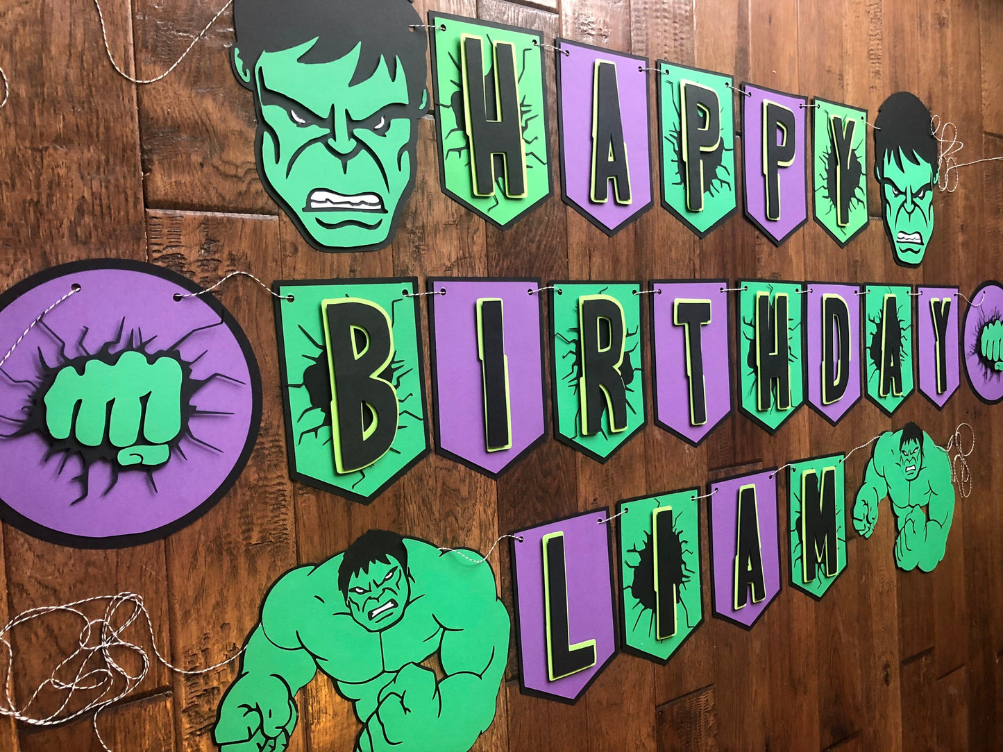 Angry Green Muscle Man Theme Birthday Party Banner
