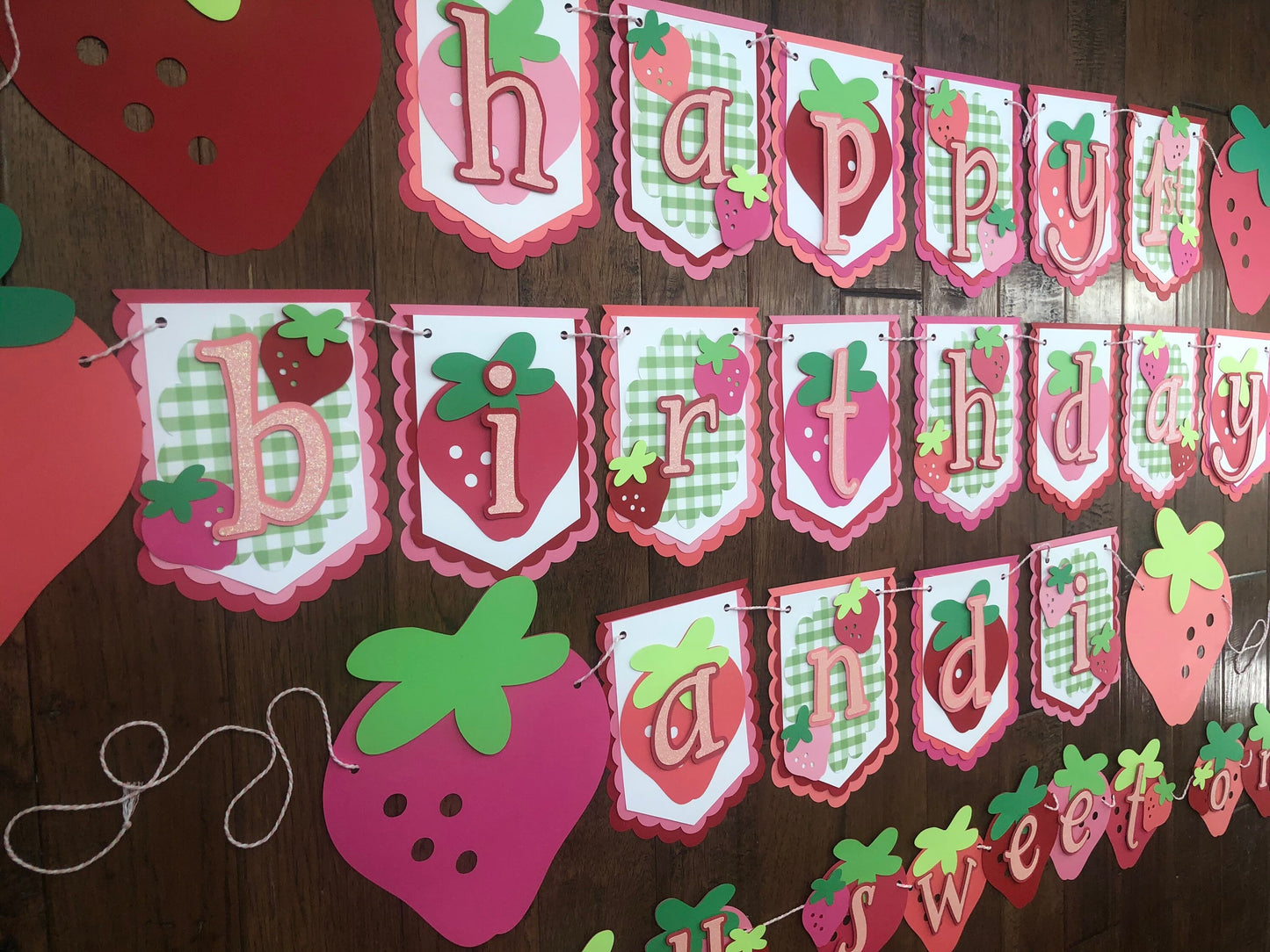 Strawberry Theme Birthday Banner