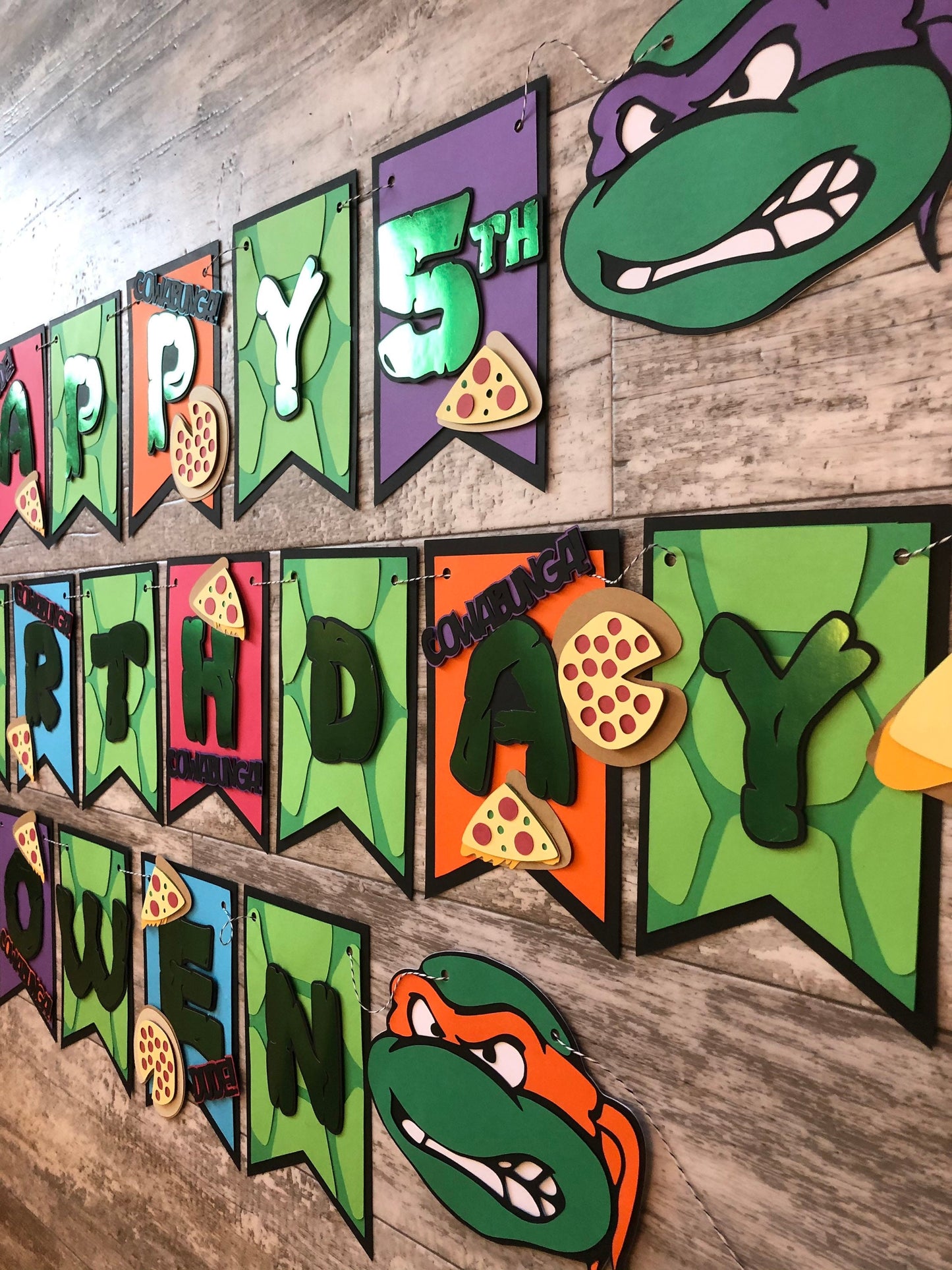 Karate Sewer Turtle Pizza Dude Birthday Banner