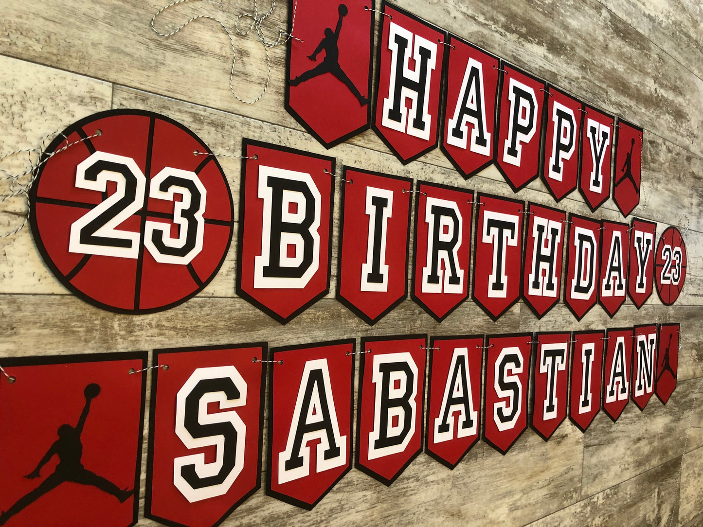 23 Red Black Basketball Birthday Party Banner