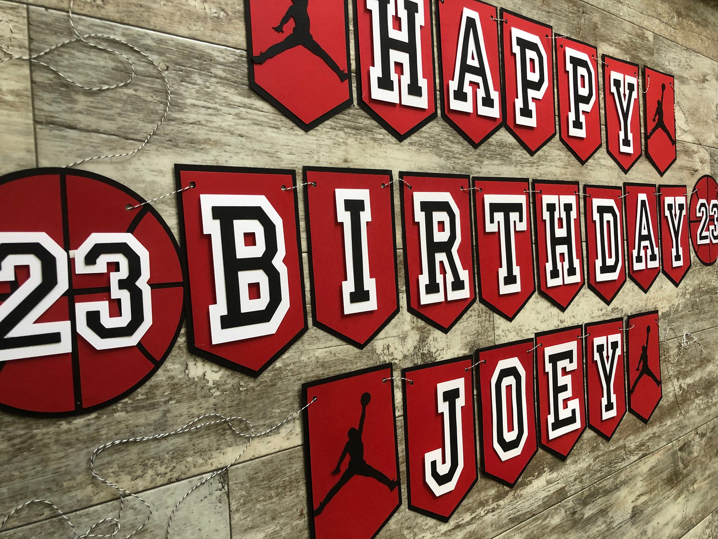 23 Red Black Basketball Birthday Party Banner