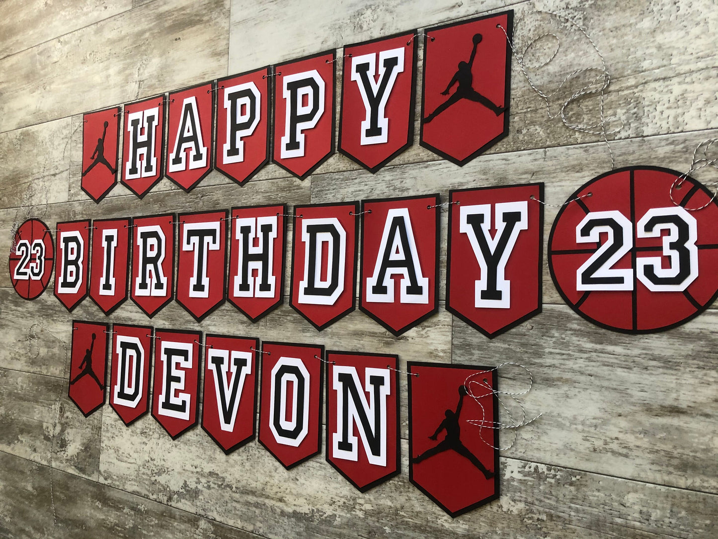 23 Red Black Basketball Birthday Party Banner