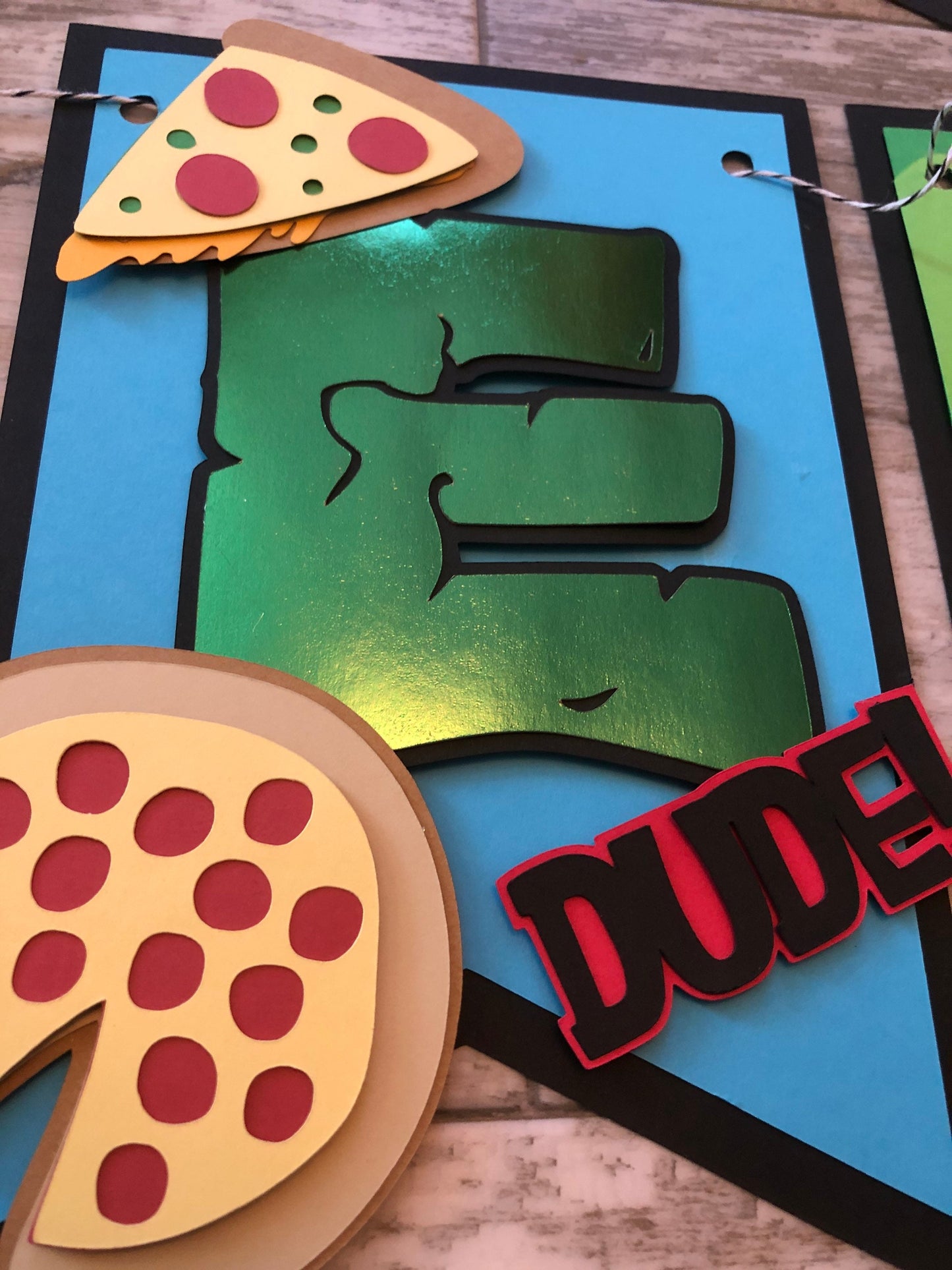 Karate Sewer Turtle Pizza Dude Birthday Banner