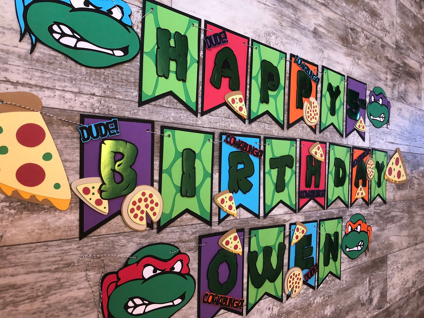 Karate Sewer Turtle Pizza Dude Birthday Banner