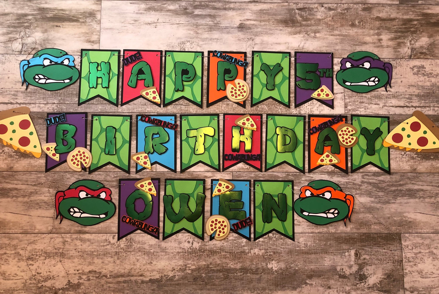 Karate Sewer Turtle Pizza Dude Birthday Banner