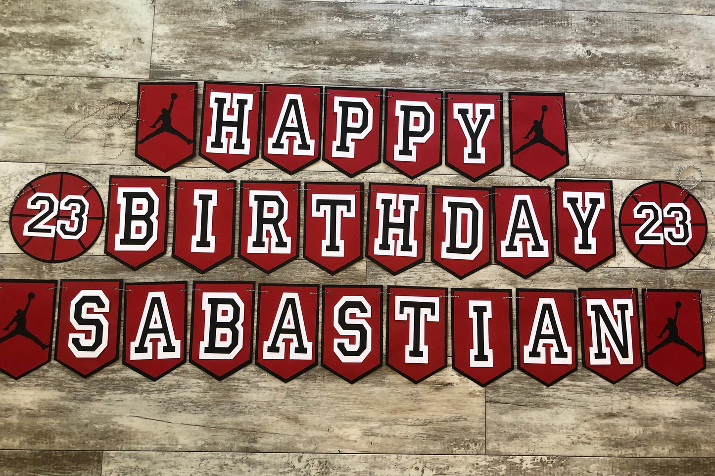 23 Red Black Basketball Birthday Party Banner