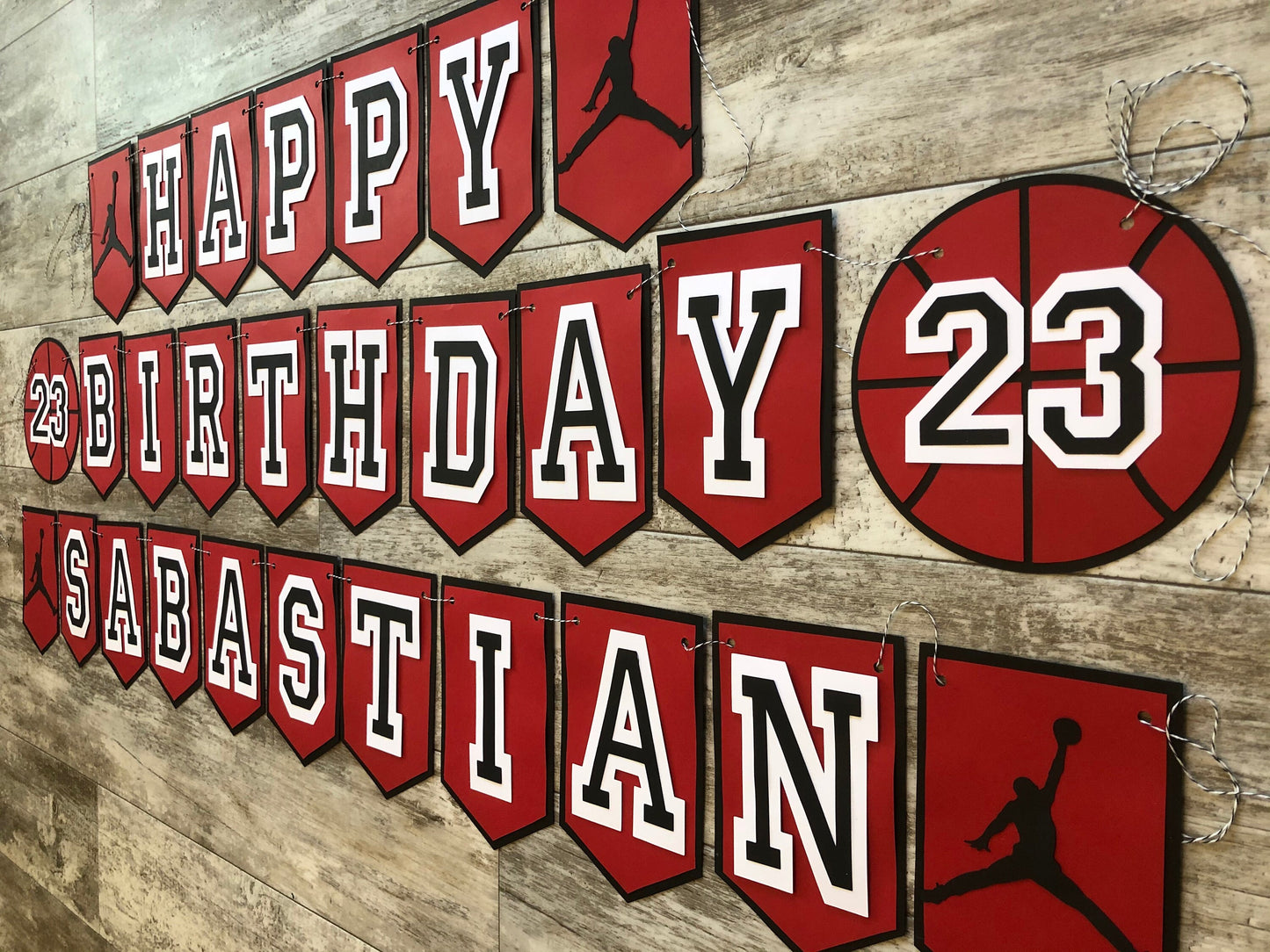 23 Red Black Basketball Birthday Party Banner