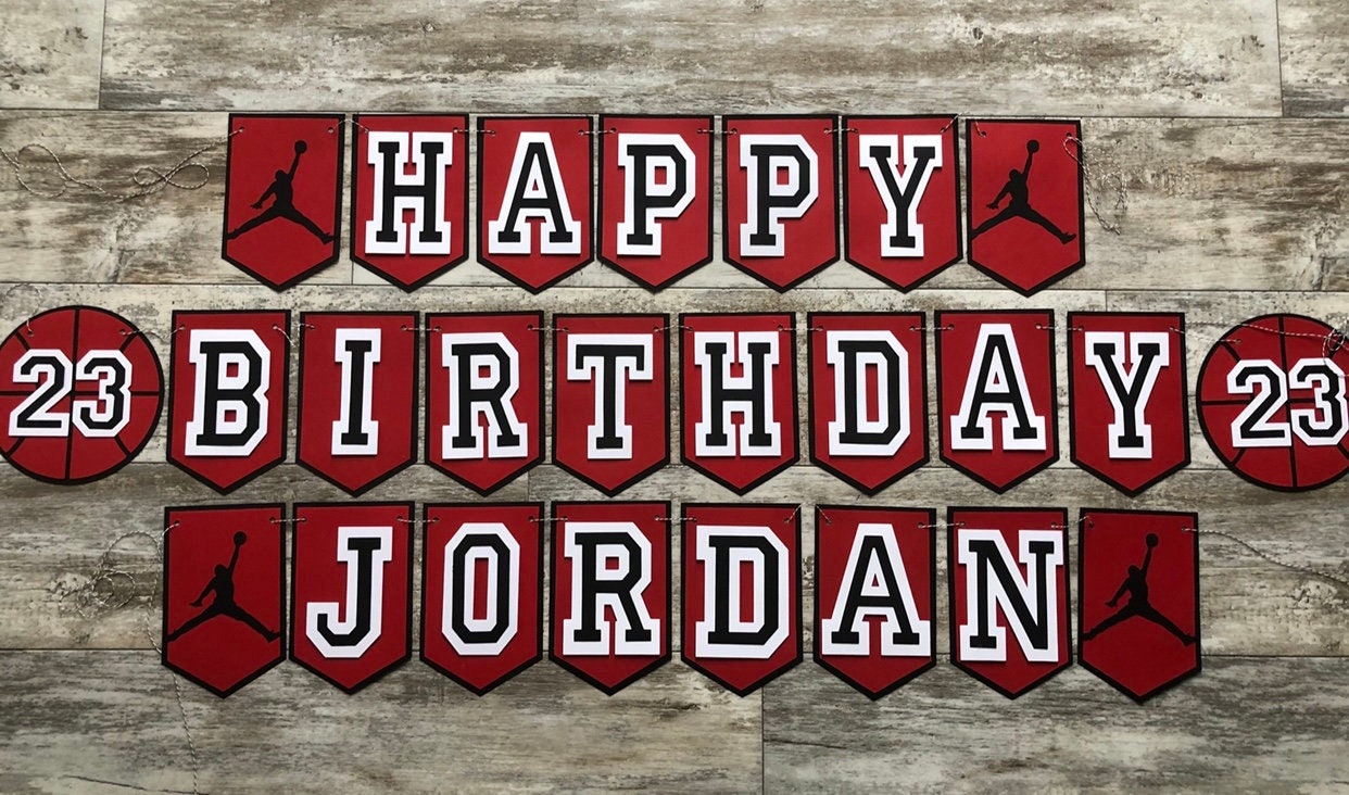 23 Red Black Basketball Birthday Party Banner
