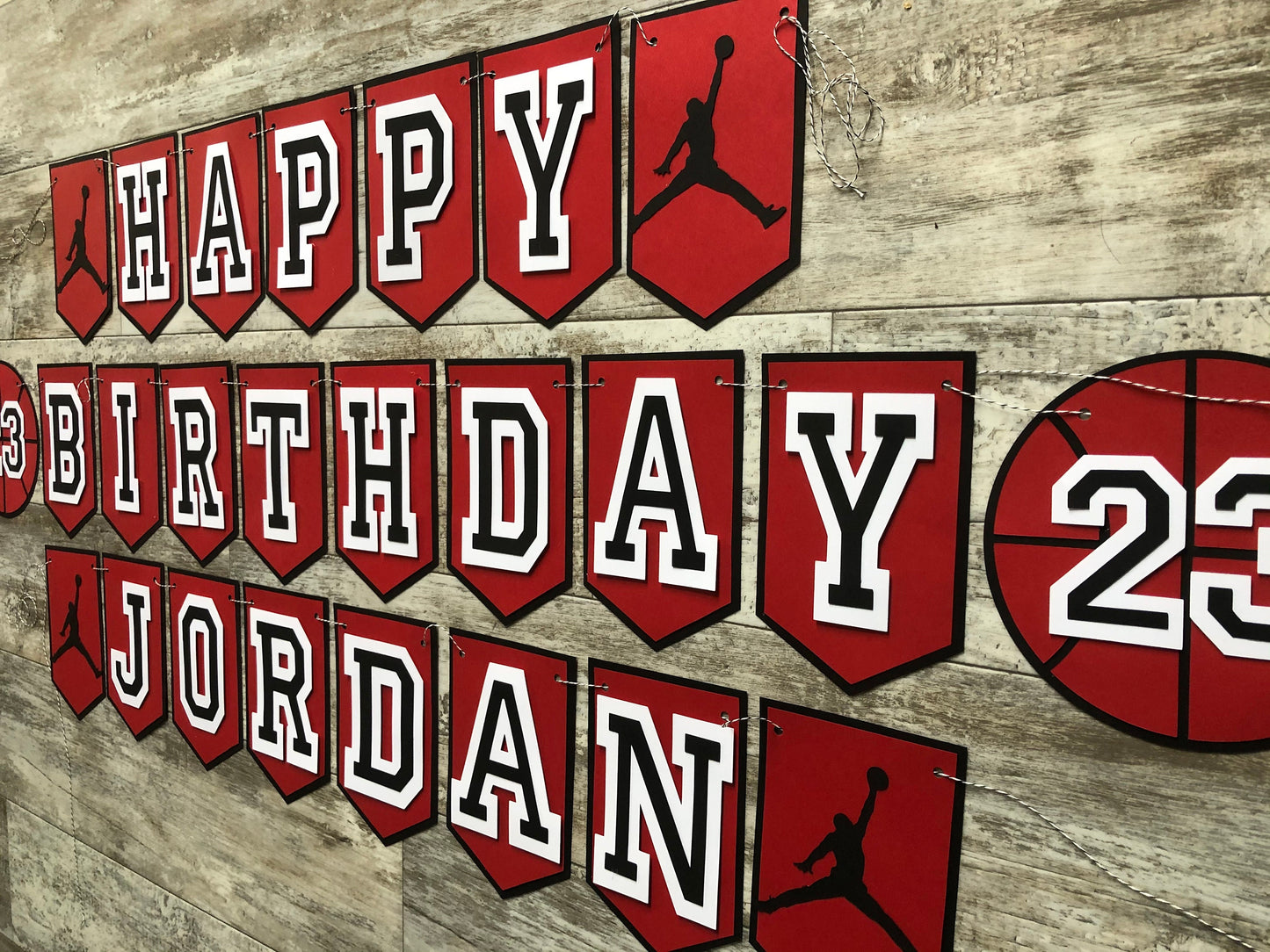 23 Red Black Basketball Birthday Party Banner