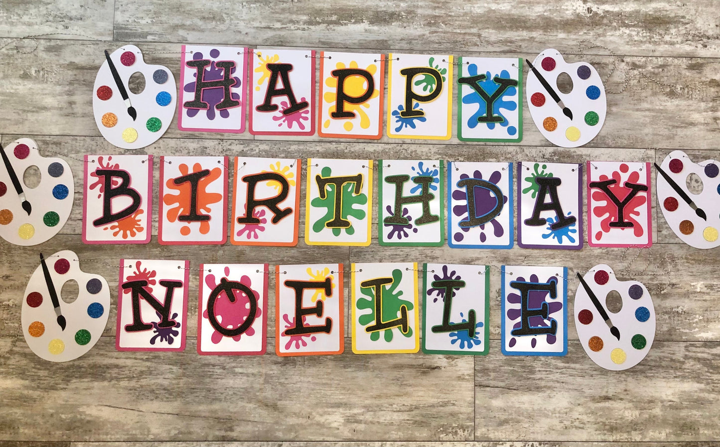 Paint Party Banner, Art Party, Rainbow Party, Art Decorations, Paint palette birthday Banner