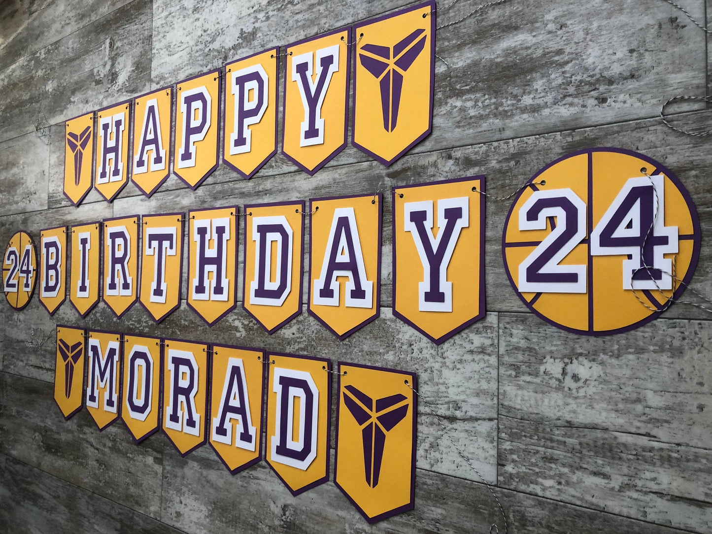 Purple Gold Los Angeles Pick Your Team Basketball Birthday Banner