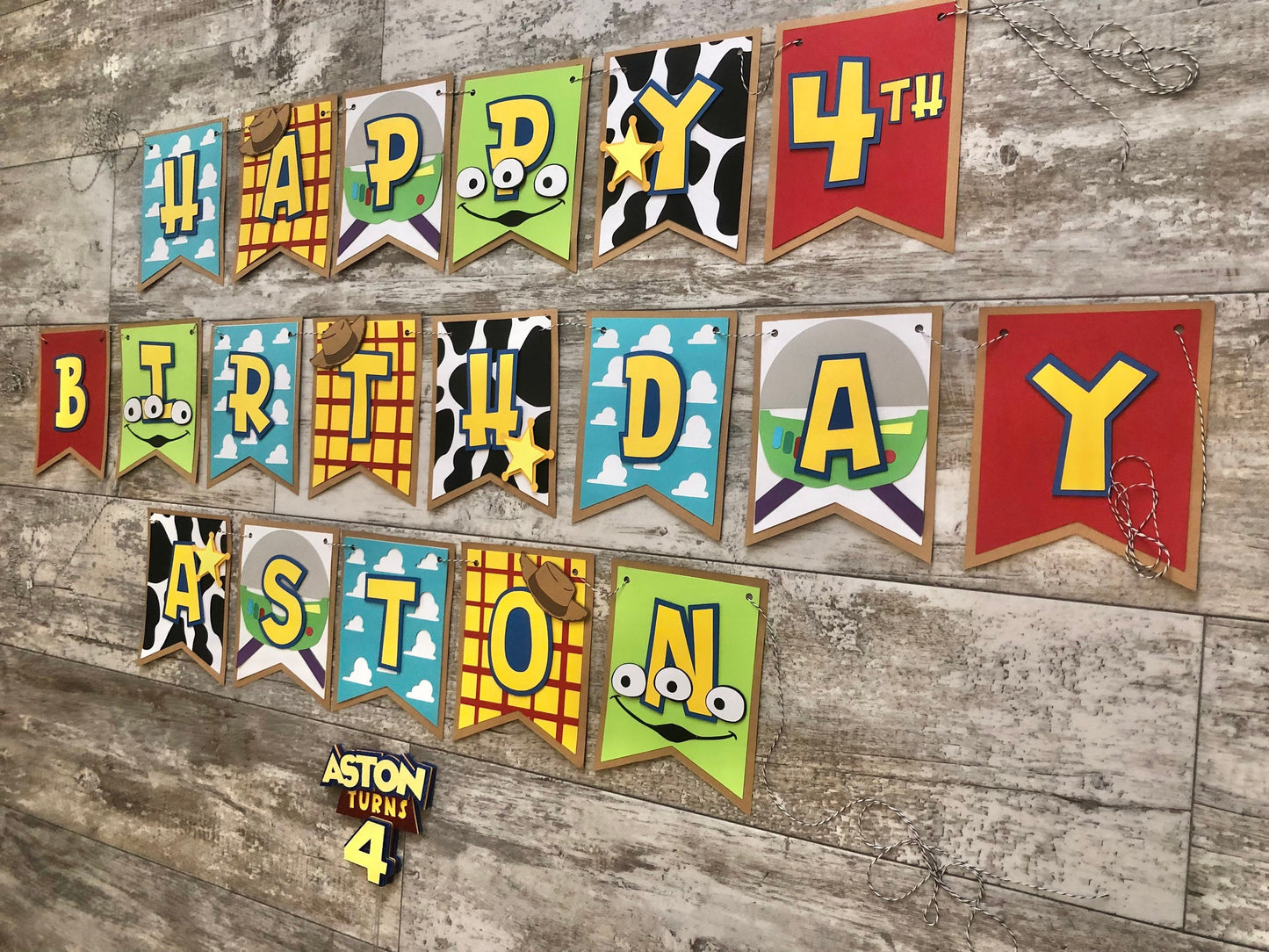 Toy Story Woody Buzz Birthday Party Banner & Cake Topper