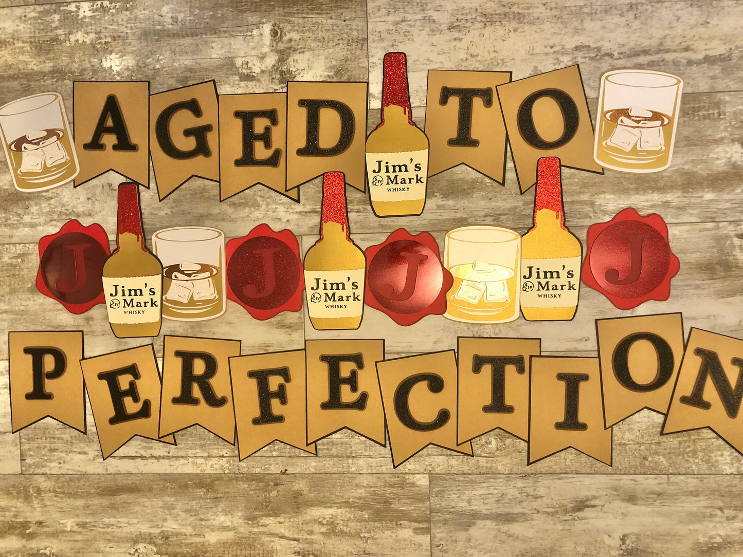 Aged To Perfection Whiskey 40th 50th 60th 70th Birthday Party Banner Birthday